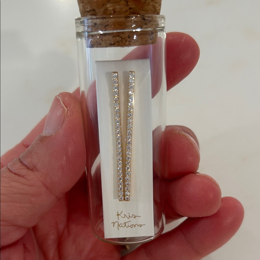 Kris Nations New Gold Sparkling Earrings,
